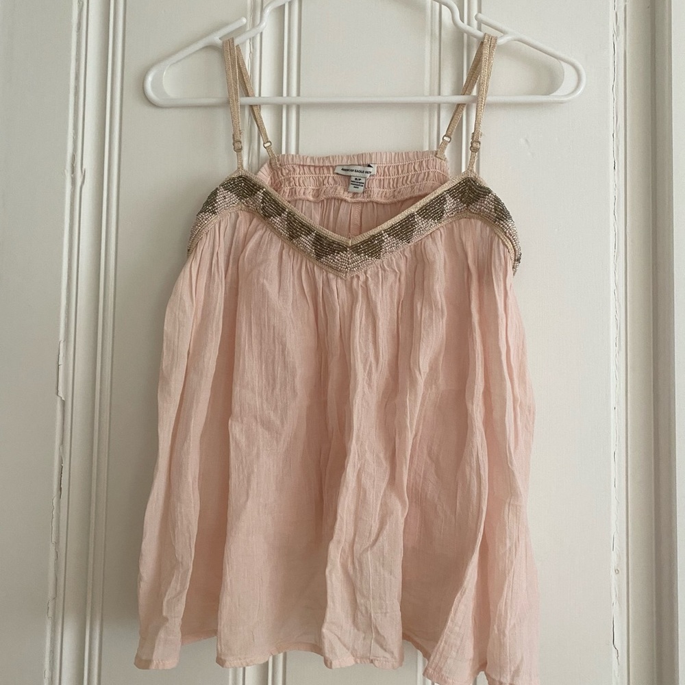 pink embellished blousy top